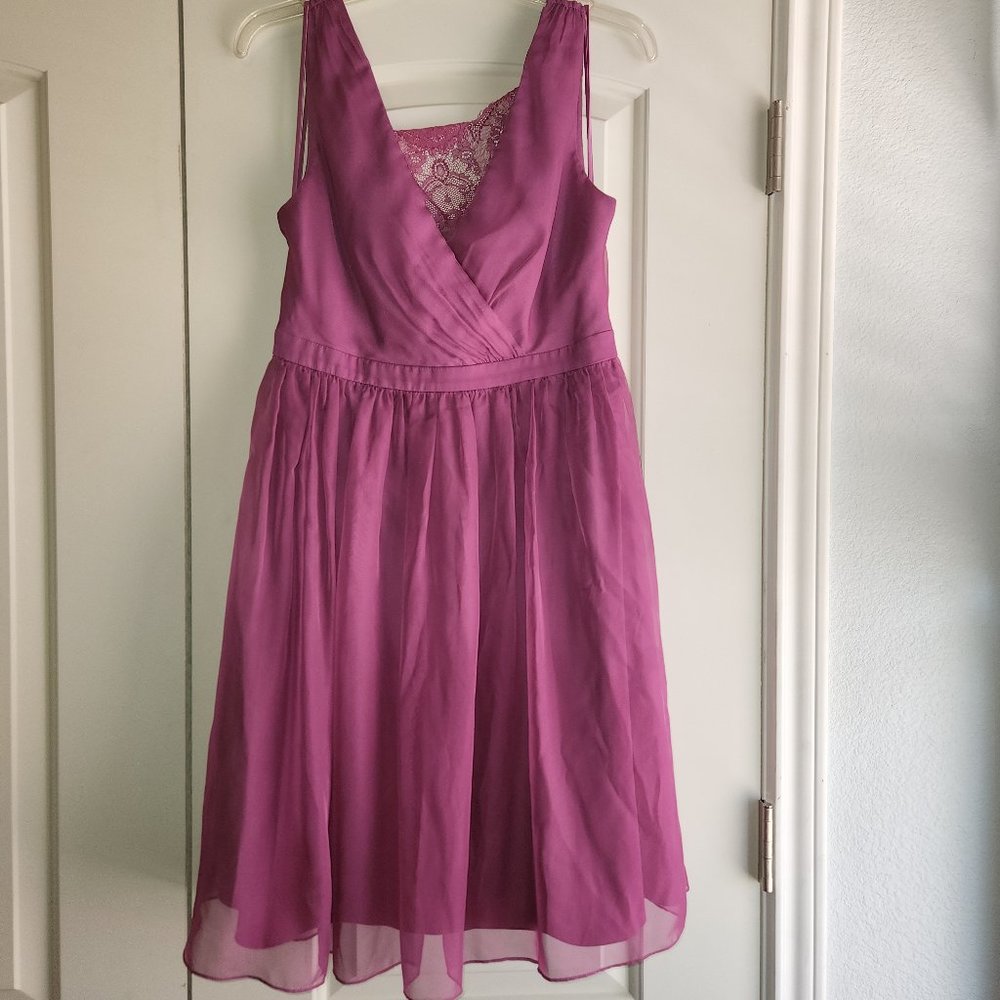 HitherTo Raspberry-Pink Dress with Lace Back Insert - Sz 8